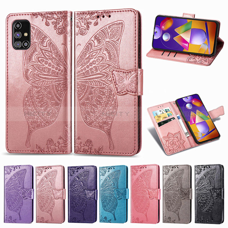 Coque Portefeuille Papillon Livre Cuir Etui Clapet pour Samsung Galaxy M31s Plus