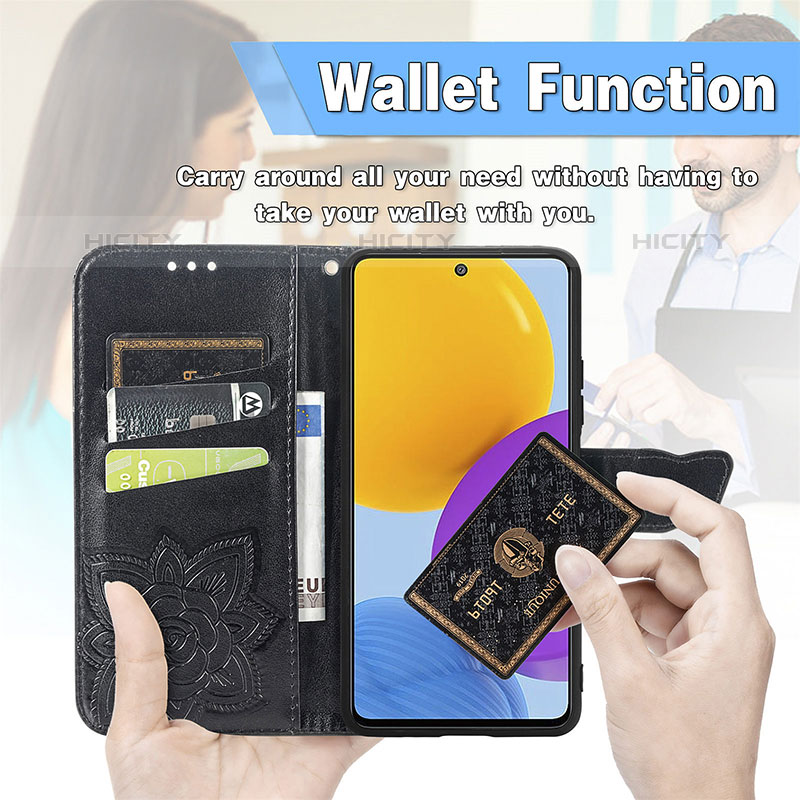 Coque Portefeuille Papillon Livre Cuir Etui Clapet pour Samsung Galaxy M52 5G Plus