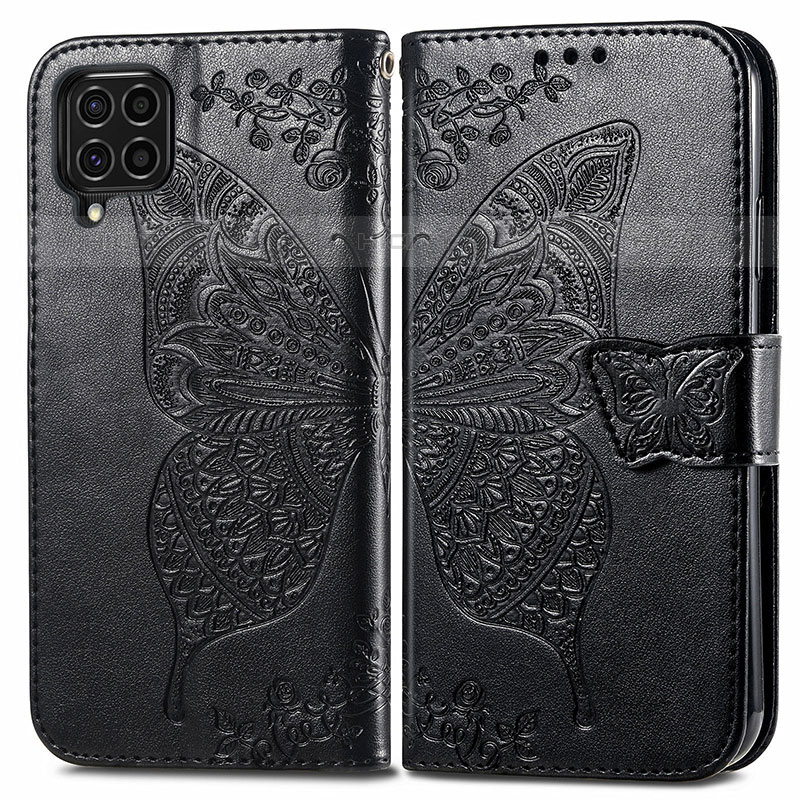 Coque Portefeuille Papillon Livre Cuir Etui Clapet pour Samsung Galaxy M62 4G Noir Plus