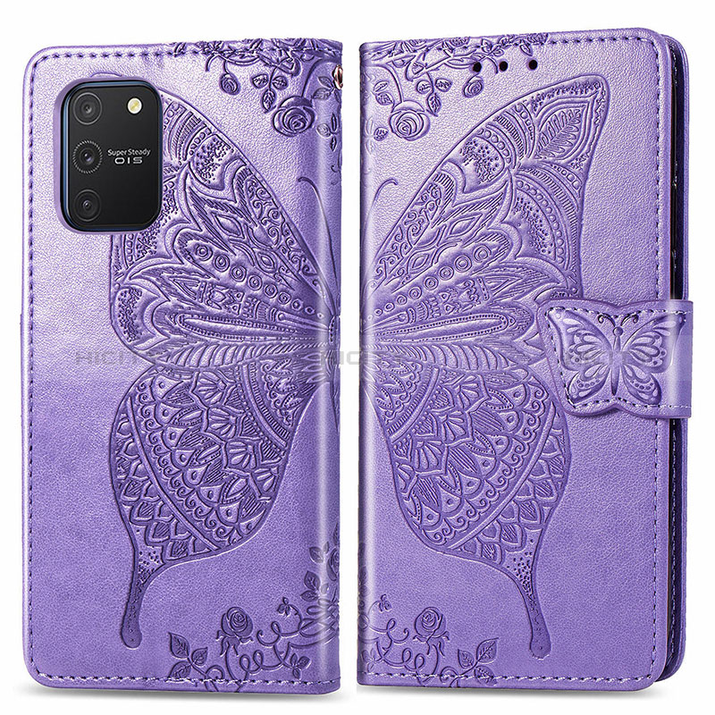 Coque Portefeuille Papillon Livre Cuir Etui Clapet pour Samsung Galaxy M80S Violet Clair Plus
