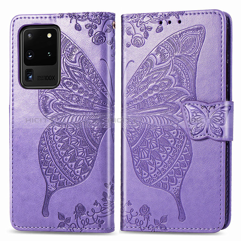 Coque Portefeuille Papillon Livre Cuir Etui Clapet pour Samsung Galaxy S20 Ultra 5G Plus