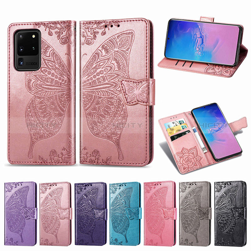 Coque Portefeuille Papillon Livre Cuir Etui Clapet pour Samsung Galaxy S20 Ultra Plus