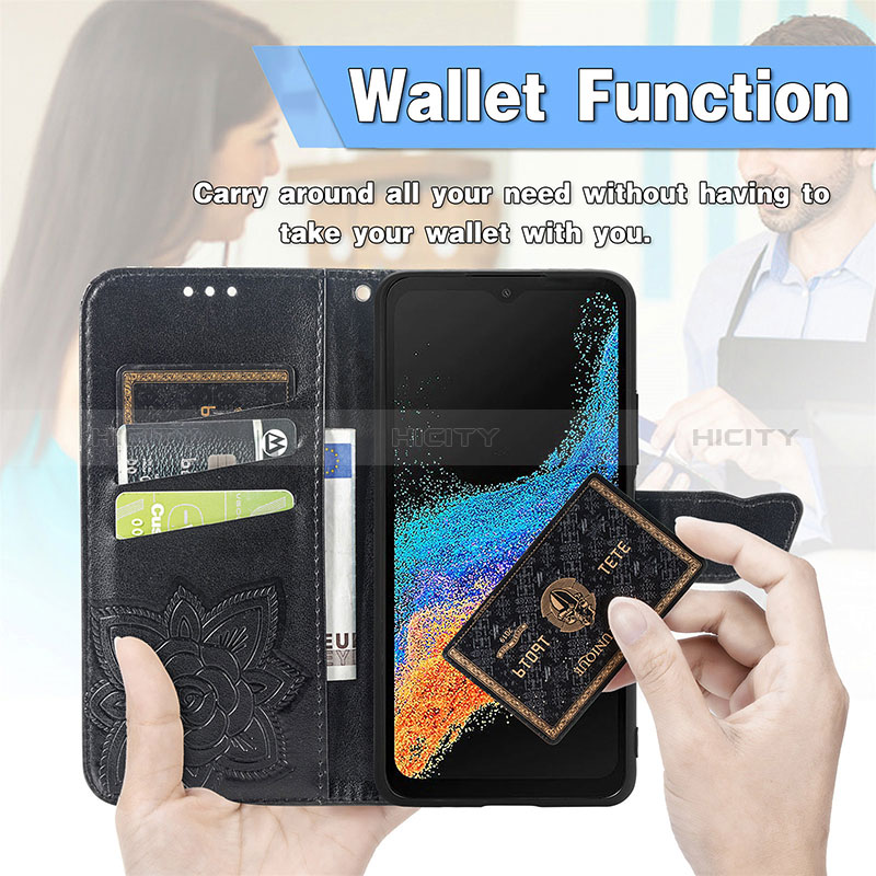 Coque Portefeuille Papillon Livre Cuir Etui Clapet pour Samsung Galaxy XCover 6 Pro 5G Plus