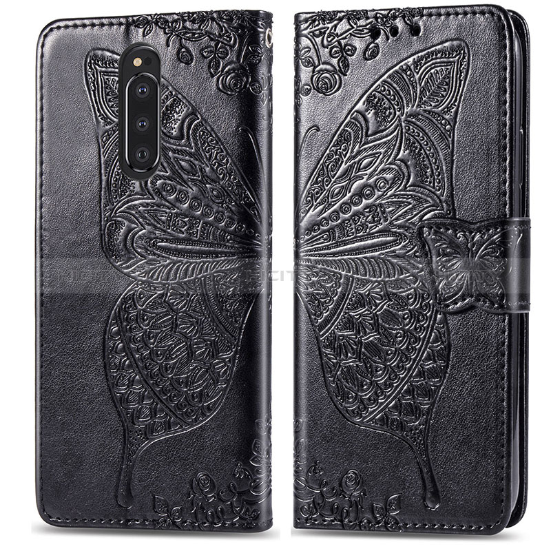 Coque Portefeuille Papillon Livre Cuir Etui Clapet pour Sony Xperia 1 Noir Plus