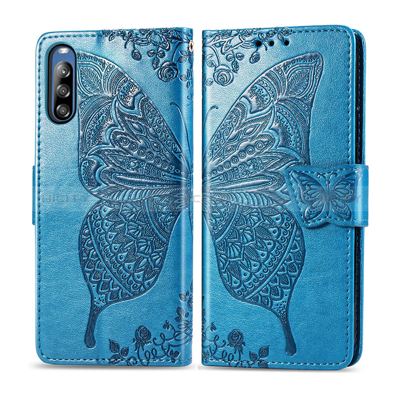 Coque Portefeuille Papillon Livre Cuir Etui Clapet pour Sony Xperia L4 Bleu Plus