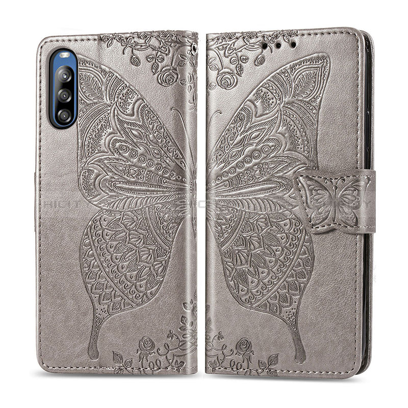 Coque Portefeuille Papillon Livre Cuir Etui Clapet pour Sony Xperia L4 Gris Plus