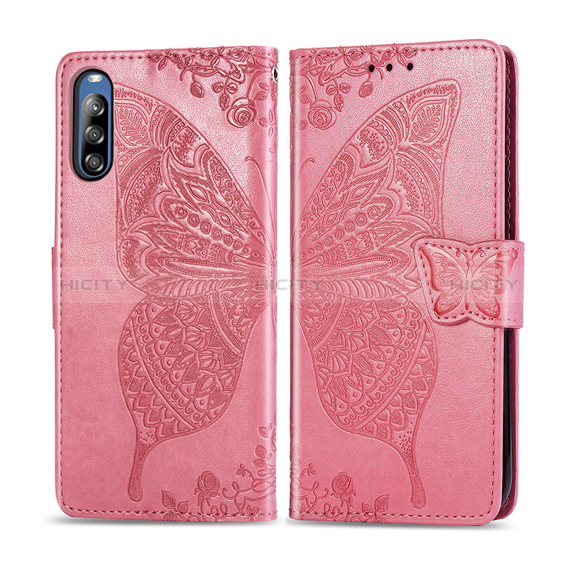 Coque Portefeuille Papillon Livre Cuir Etui Clapet pour Sony Xperia L4 Rose Rouge Plus
