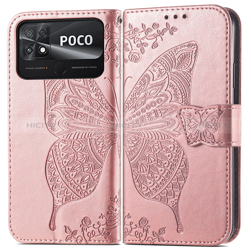 Coque Portefeuille Papillon Livre Cuir Etui Clapet pour Xiaomi Poco C40 Plus