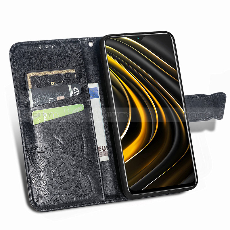 Coque Portefeuille Papillon Livre Cuir Etui Clapet pour Xiaomi Poco M3 Plus