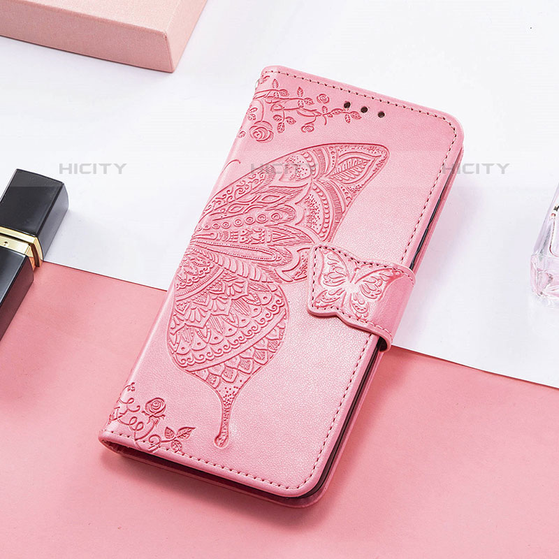 Coque Portefeuille Papillon Livre Cuir Etui Clapet S01D pour Samsung Galaxy M13 5G Rose Rouge Plus