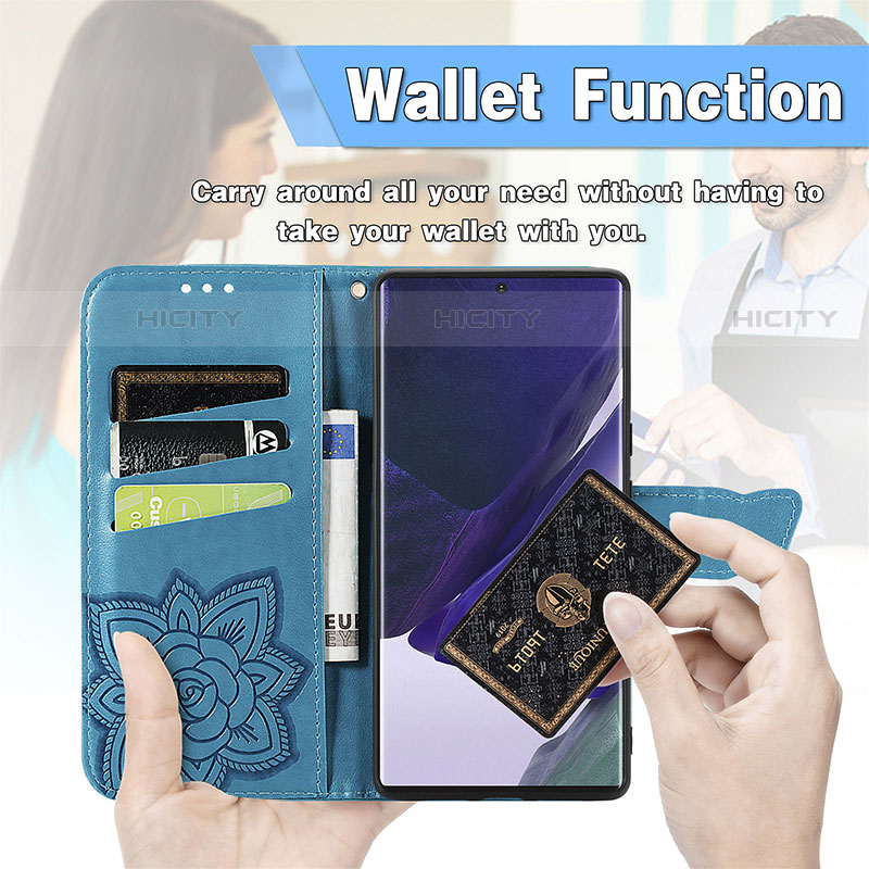 Coque Portefeuille Papillon Livre Cuir Etui Clapet S01D pour Samsung Galaxy S21 Ultra 5G Plus