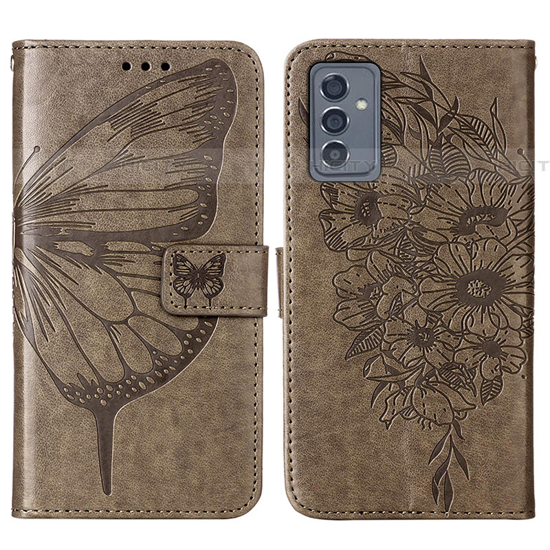 Coque Portefeuille Papillon Livre Cuir Etui Clapet Y01B pour Samsung Galaxy A05s Gris Plus