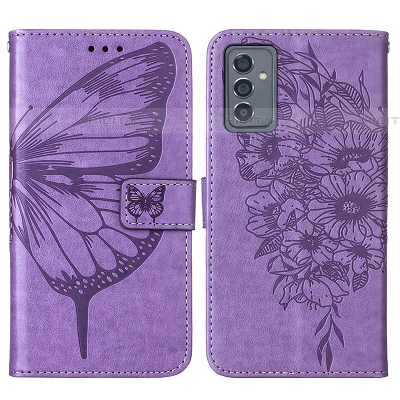 Coque Portefeuille Papillon Livre Cuir Etui Clapet Y01B pour Samsung Galaxy A25 5G Violet Clair Plus