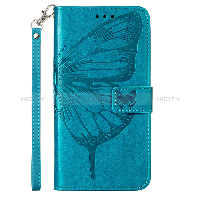 Coque Portefeuille Papillon Livre Cuir Etui Clapet Y02B pour Samsung Galaxy A02s Bleu Plus