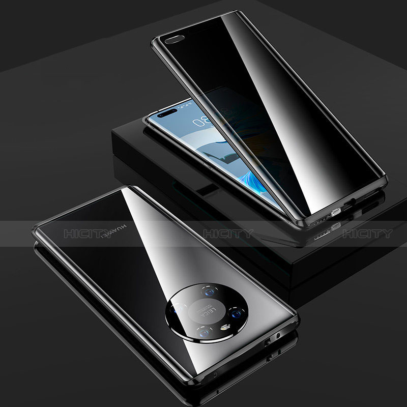 Coque Rebord Bumper Luxe Aluminum Metal Miroir 360 Degres Housse Etui Aimant K01 pour Huawei Mate 40E Pro 4G Noir Plus