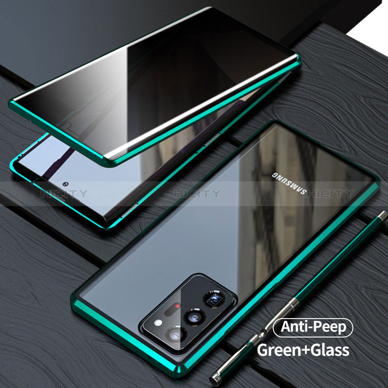 Coque Rebord Bumper Luxe Aluminum Metal Miroir 360 Degres Housse Etui Aimant LK1 pour Samsung Galaxy Note 20 Ultra 5G Vert Plus