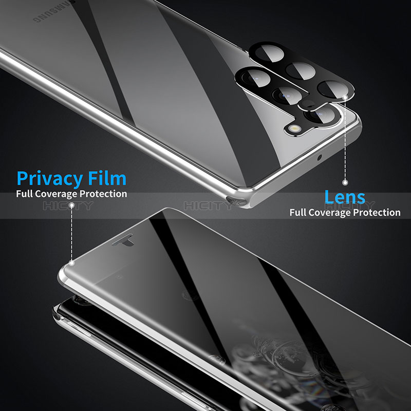 Coque Rebord Bumper Luxe Aluminum Metal Miroir 360 Degres Housse Etui Aimant LK1 pour Samsung Galaxy S22 Plus 5G Plus