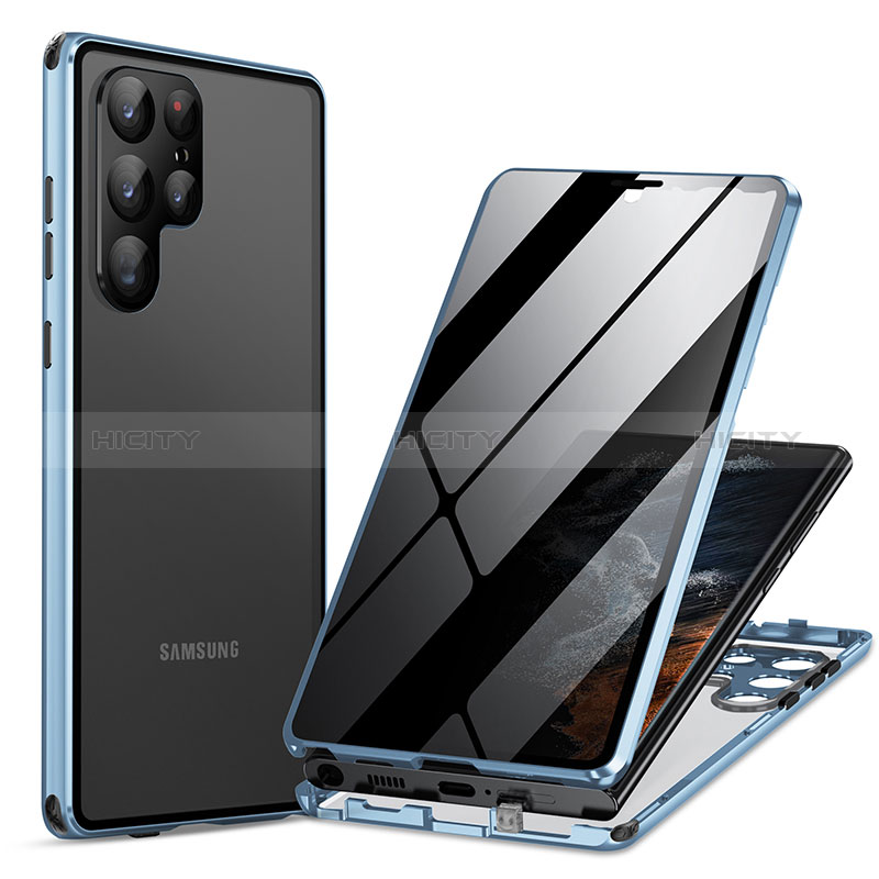 Coque Rebord Bumper Luxe Aluminum Metal Miroir 360 Degres Housse Etui Aimant LK1 pour Samsung Galaxy S23 Ultra 5G Plus