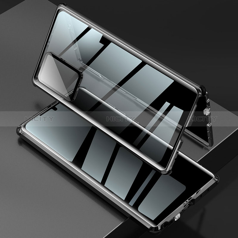 Coque Rebord Bumper Luxe Aluminum Metal Miroir 360 Degres Housse Etui Aimant LK2 pour Samsung Galaxy Note 20 Ultra 5G Noir Plus