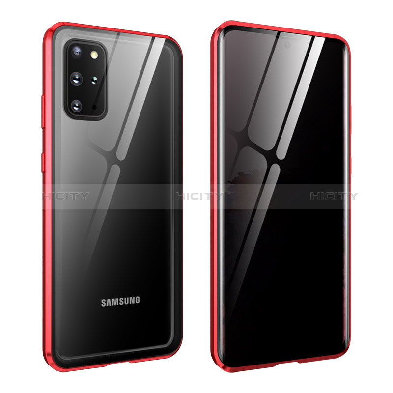 Coque Rebord Bumper Luxe Aluminum Metal Miroir 360 Degres Housse Etui Aimant LK2 pour Samsung Galaxy S20 Plus 5G Rouge Plus