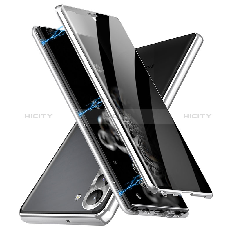 Coque Rebord Bumper Luxe Aluminum Metal Miroir 360 Degres Housse Etui Aimant LK2 pour Samsung Galaxy S23 5G Argent Plus