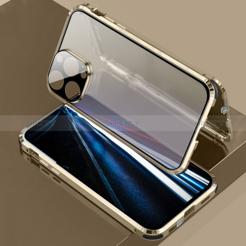 Coque Rebord Bumper Luxe Aluminum Metal Miroir 360 Degres Housse Etui Aimant LK3 pour Apple iPhone 13 Pro Plus