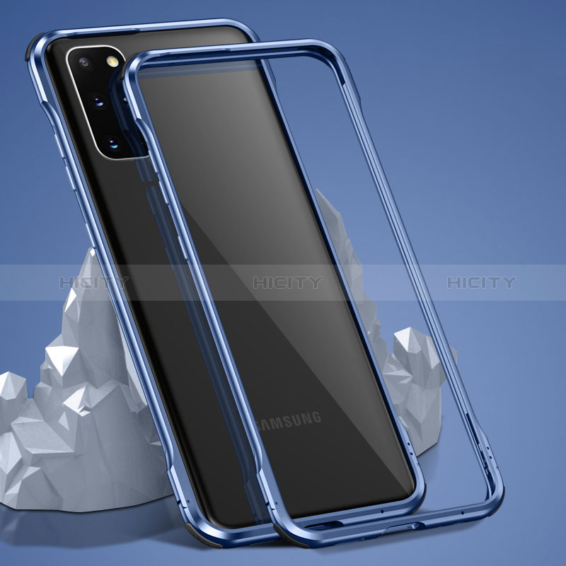 Coque Rebord Bumper Luxe Aluminum Metal Miroir 360 Degres Housse Etui Aimant LK3 pour Samsung Galaxy S20 Plus 5G Bleu Plus