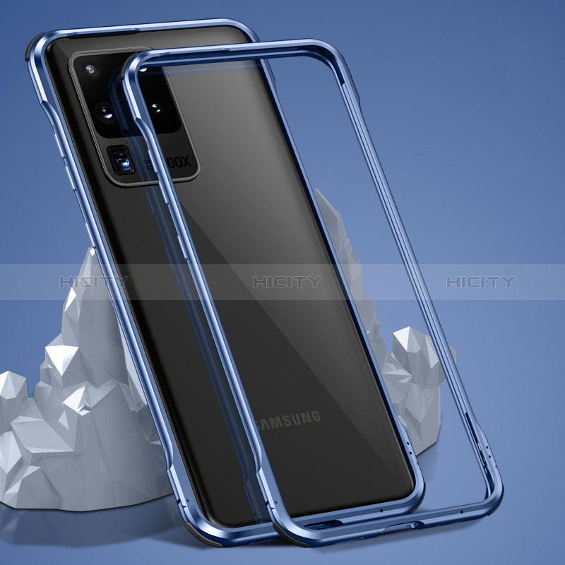 Coque Rebord Bumper Luxe Aluminum Metal Miroir 360 Degres Housse Etui Aimant LK3 pour Samsung Galaxy S20 Ultra 5G Bleu Plus