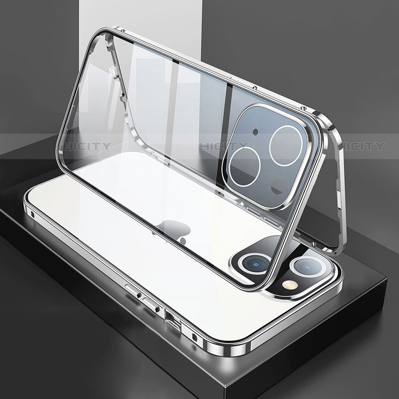 Coque Rebord Bumper Luxe Aluminum Metal Miroir 360 Degres Housse Etui Aimant M01 pour Apple iPhone 13 Plus