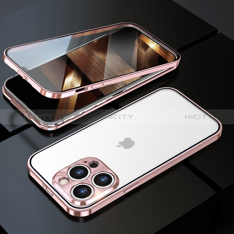 Coque Rebord Bumper Luxe Aluminum Metal Miroir 360 Degres Housse Etui Aimant M01 pour Apple iPhone 14 Pro Max Plus