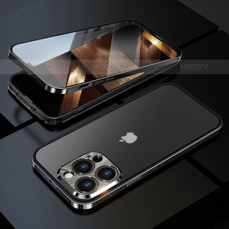 Coque Rebord Bumper Luxe Aluminum Metal Miroir 360 Degres Housse Etui Aimant M01 pour Apple iPhone 15 Pro Max Plus