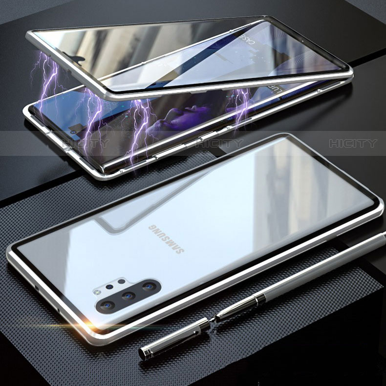 Coque Rebord Bumper Luxe Aluminum Metal Miroir 360 Degres Housse Etui Aimant M01 pour Samsung Galaxy Note 10 Plus 5G Plus