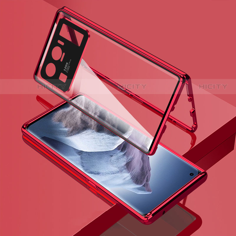 Coque Rebord Bumper Luxe Aluminum Metal Miroir 360 Degres Housse Etui Aimant M01 pour Xiaomi Mi 11 Ultra 5G Rouge Plus