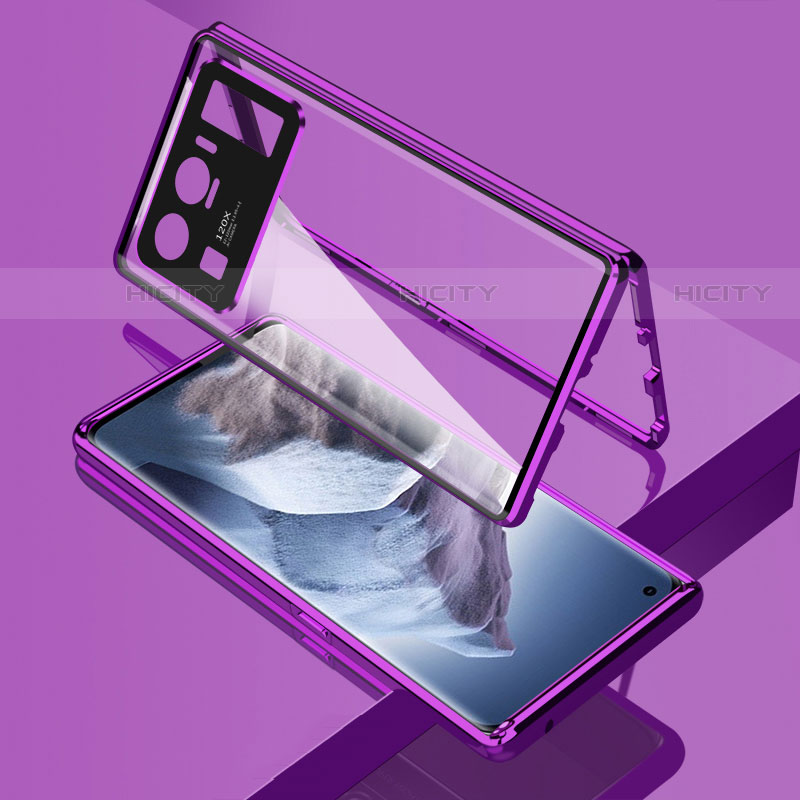 Coque Rebord Bumper Luxe Aluminum Metal Miroir 360 Degres Housse Etui Aimant M01 pour Xiaomi Mi 11 Ultra 5G Violet Plus