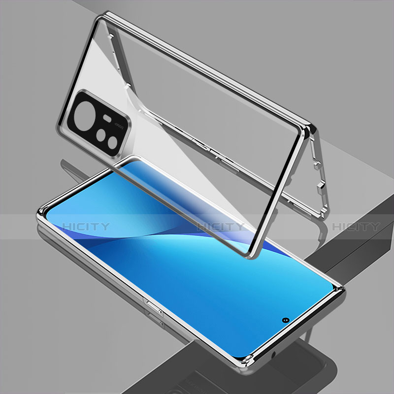 Coque Rebord Bumper Luxe Aluminum Metal Miroir 360 Degres Housse Etui Aimant M01 pour Xiaomi Mi 12 5G Argent Plus
