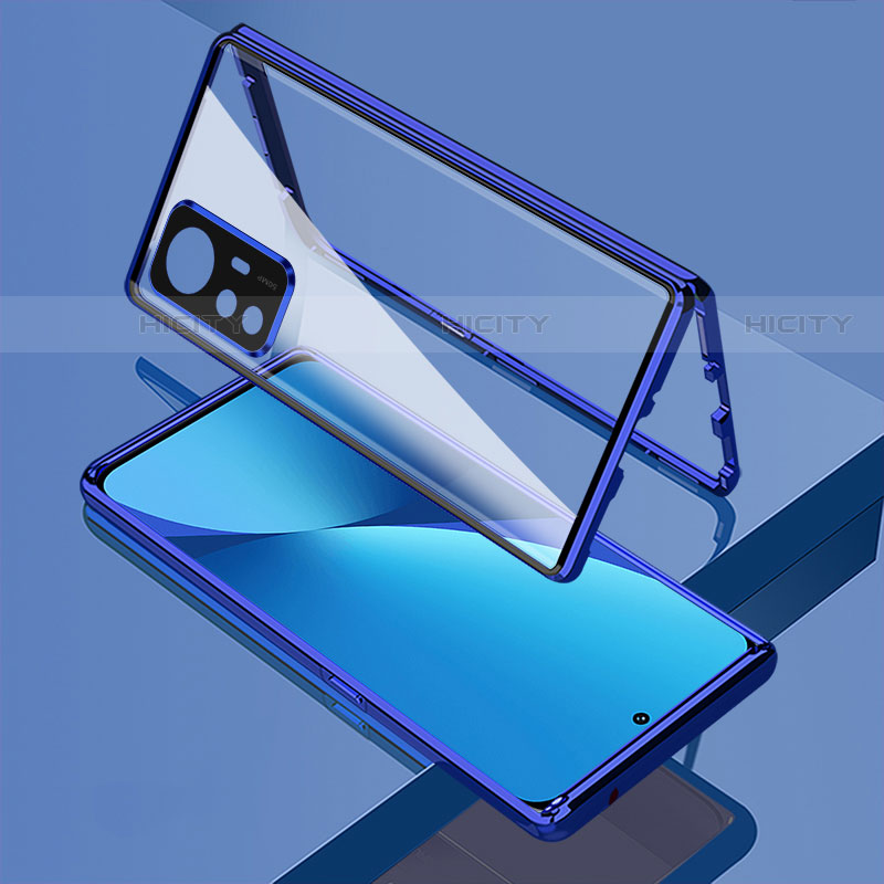 Coque Rebord Bumper Luxe Aluminum Metal Miroir 360 Degres Housse Etui Aimant M01 pour Xiaomi Mi 12 Pro 5G Bleu Plus