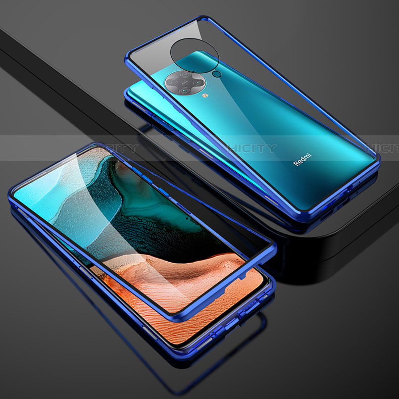Coque Rebord Bumper Luxe Aluminum Metal Miroir 360 Degres Housse Etui Aimant M01 pour Xiaomi Redmi K30 Pro 5G Bleu Plus