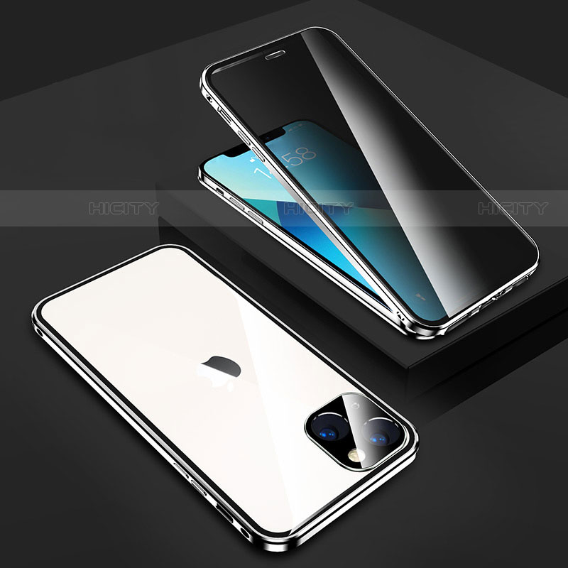 Coque Rebord Bumper Luxe Aluminum Metal Miroir 360 Degres Housse Etui Aimant M02 pour Apple iPhone 14 Plus