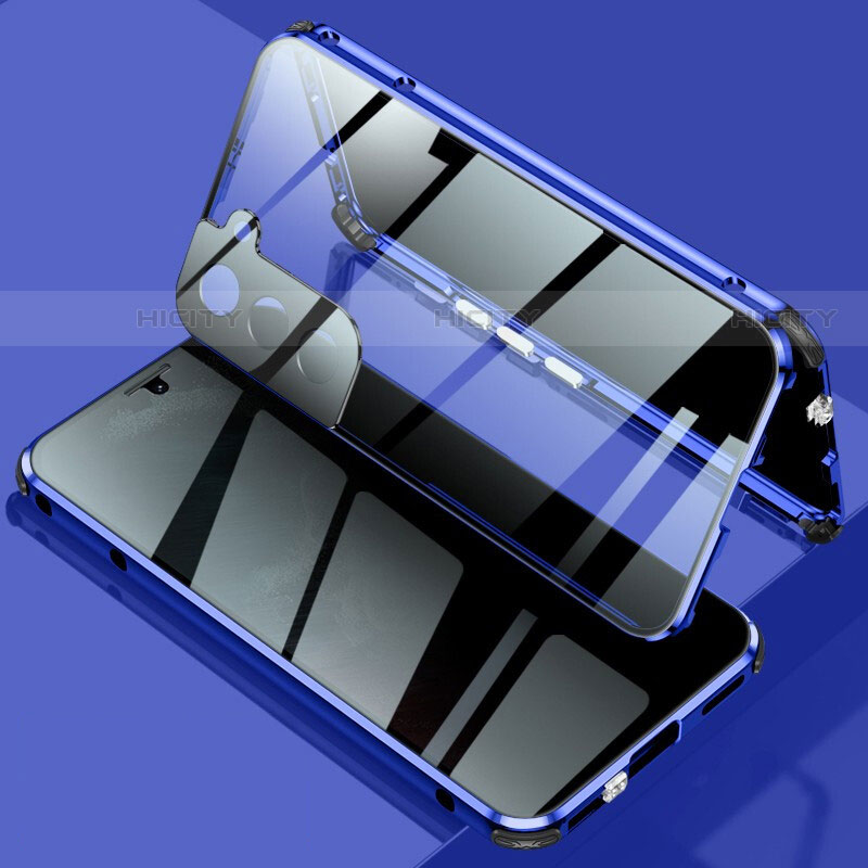 Coque Rebord Bumper Luxe Aluminum Metal Miroir 360 Degres Housse Etui Aimant M02 pour Samsung Galaxy S22 5G Plus