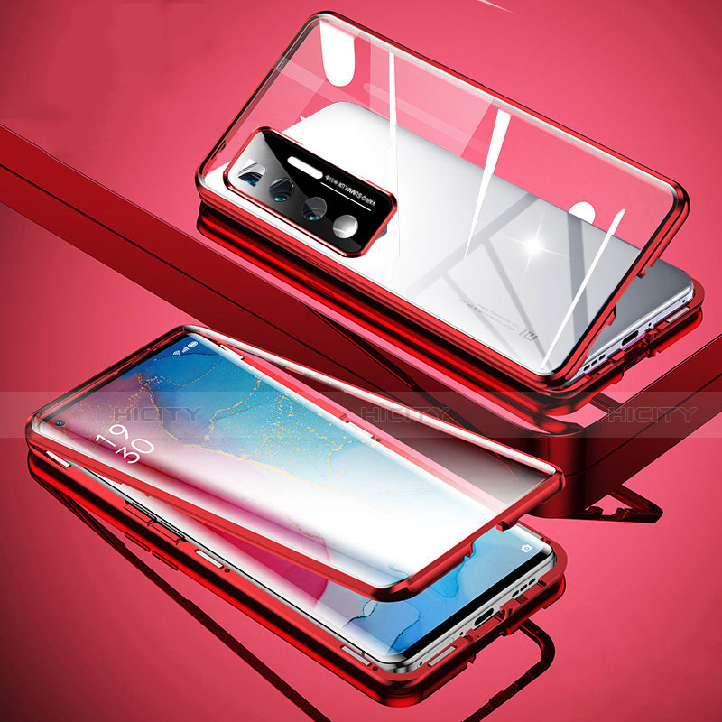 Coque Rebord Bumper Luxe Aluminum Metal Miroir 360 Degres Housse Etui Aimant M02 pour Xiaomi Mi 10 Ultra Rouge Plus