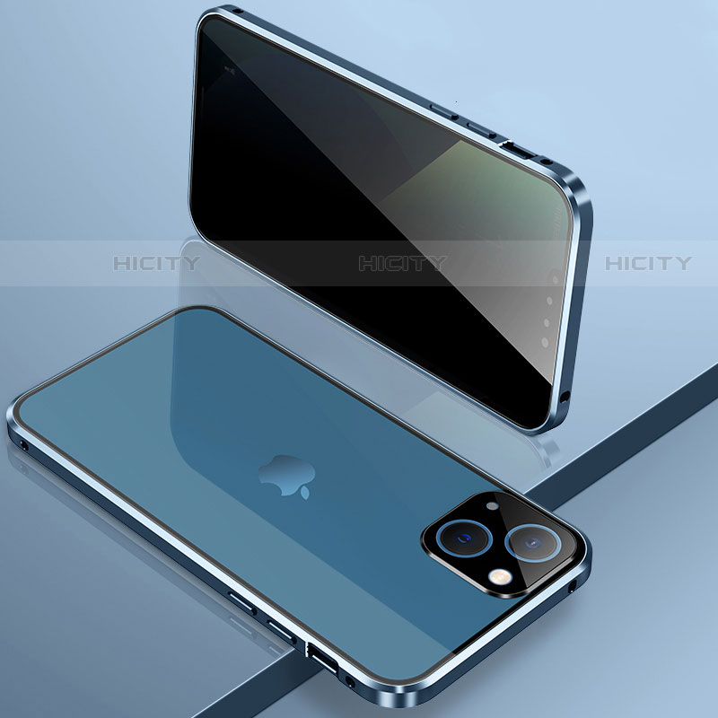 Coque Rebord Bumper Luxe Aluminum Metal Miroir 360 Degres Housse Etui Aimant M03 pour Apple iPhone 14 Plus