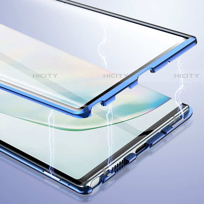 Coque Rebord Bumper Luxe Aluminum Metal Miroir 360 Degres Housse Etui Aimant M03 pour Samsung Galaxy Note 10 Plus Plus