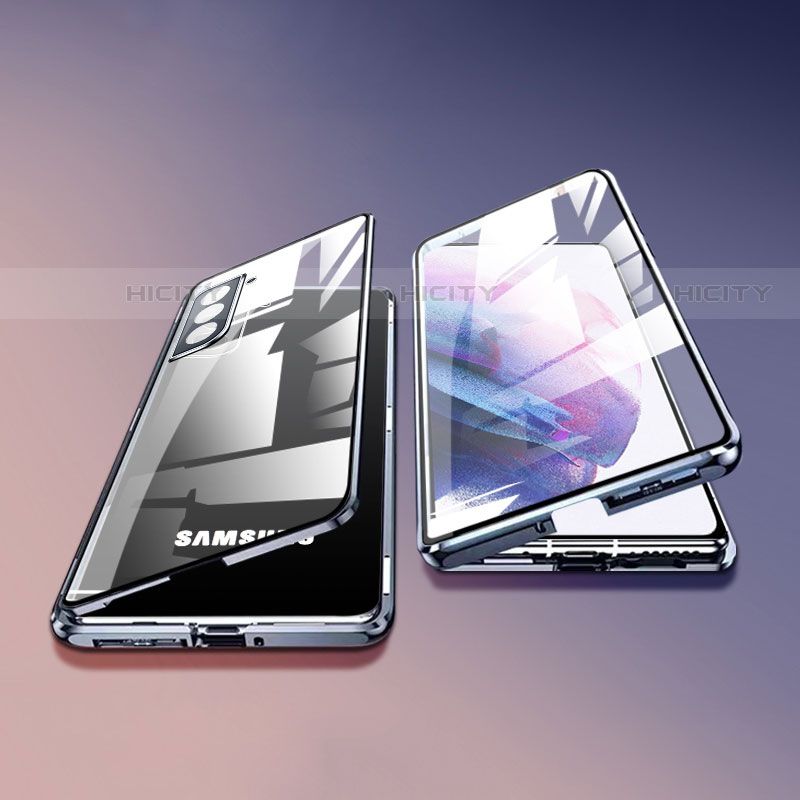 Coque Rebord Bumper Luxe Aluminum Metal Miroir 360 Degres Housse Etui Aimant M03 pour Samsung Galaxy S21 FE 5G Plus