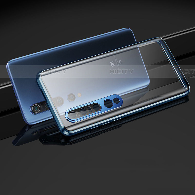 Coque Rebord Bumper Luxe Aluminum Metal Miroir 360 Degres Housse Etui Aimant M03 pour Xiaomi Mi 10 Pro Bleu Plus