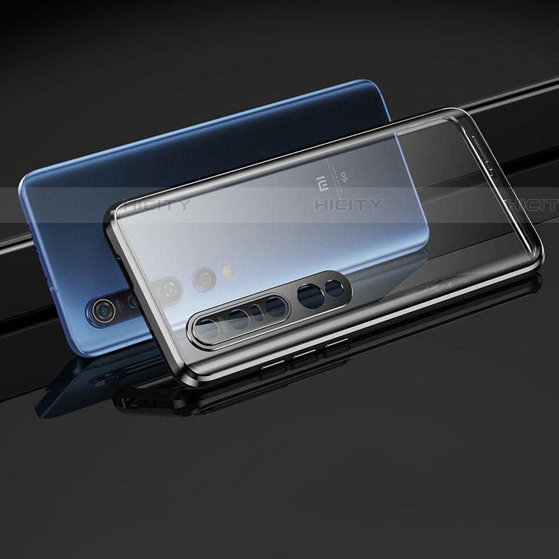 Coque Rebord Bumper Luxe Aluminum Metal Miroir 360 Degres Housse Etui Aimant M03 pour Xiaomi Mi 10 Pro Noir Plus