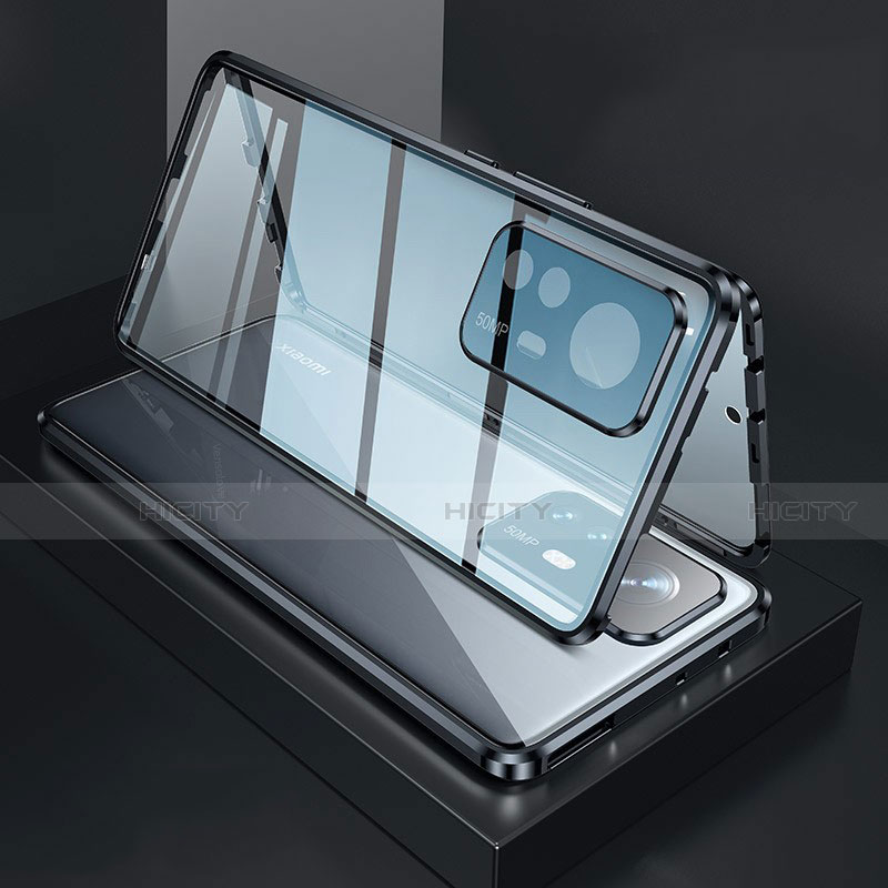 Coque Rebord Bumper Luxe Aluminum Metal Miroir 360 Degres Housse Etui Aimant M03 pour Xiaomi Mi 12 5G Noir Plus