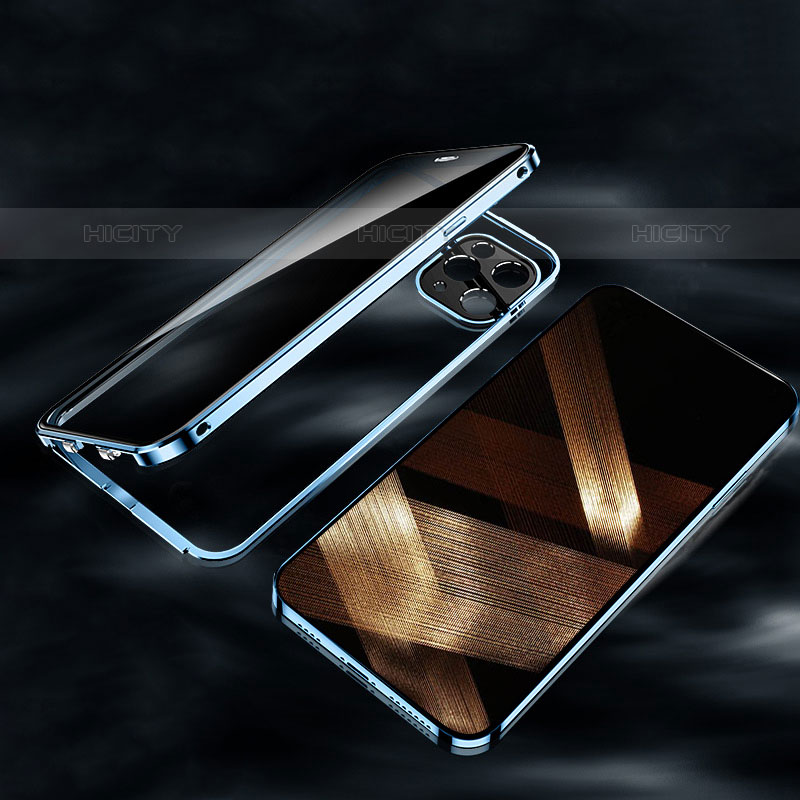 Coque Rebord Bumper Luxe Aluminum Metal Miroir 360 Degres Housse Etui Aimant M04 pour Apple iPhone 15 Pro Plus
