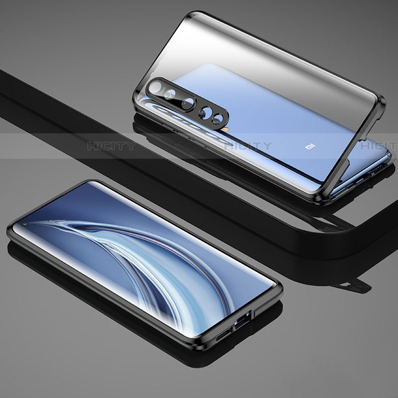 Coque Rebord Bumper Luxe Aluminum Metal Miroir 360 Degres Housse Etui Aimant M04 pour Xiaomi Mi 10 Pro Noir Plus