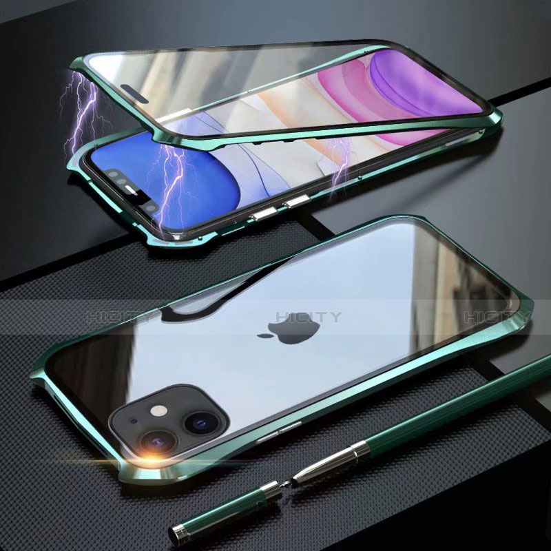 Coque Rebord Bumper Luxe Aluminum Metal Miroir 360 Degres Housse Etui Aimant M06 pour Apple iPhone 11 Plus