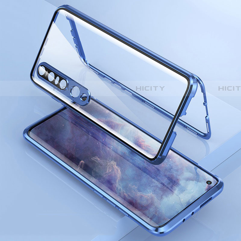 Coque Rebord Bumper Luxe Aluminum Metal Miroir 360 Degres Housse Etui Aimant M06 pour Xiaomi Mi 10 Pro Bleu Plus
